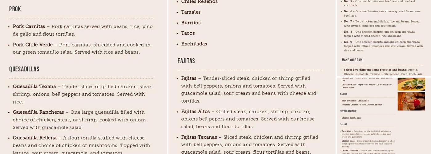 Rocas Menu