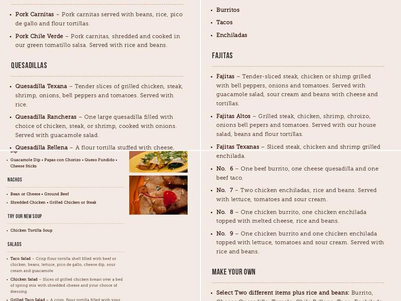 Rocas Menu