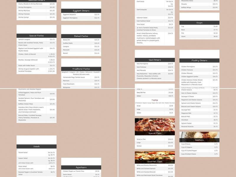 Pizza Masters Menu