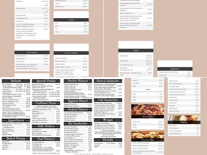 Pizza Masters Menu