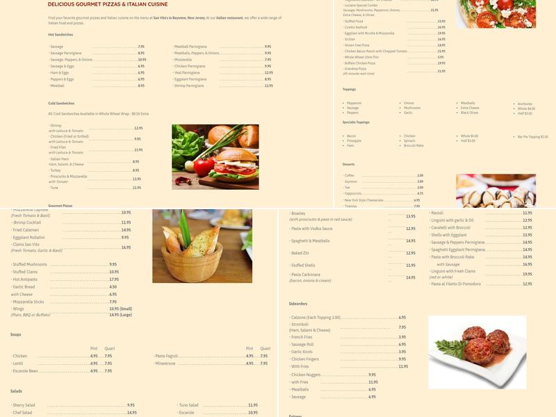 Luciano's San Vito Restaurant Menu
