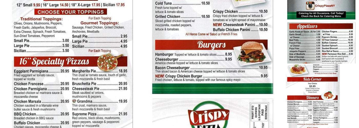 Crispy Pizza Menu