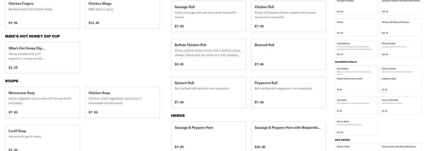 Piccolo Pinos Pizzeria Menu