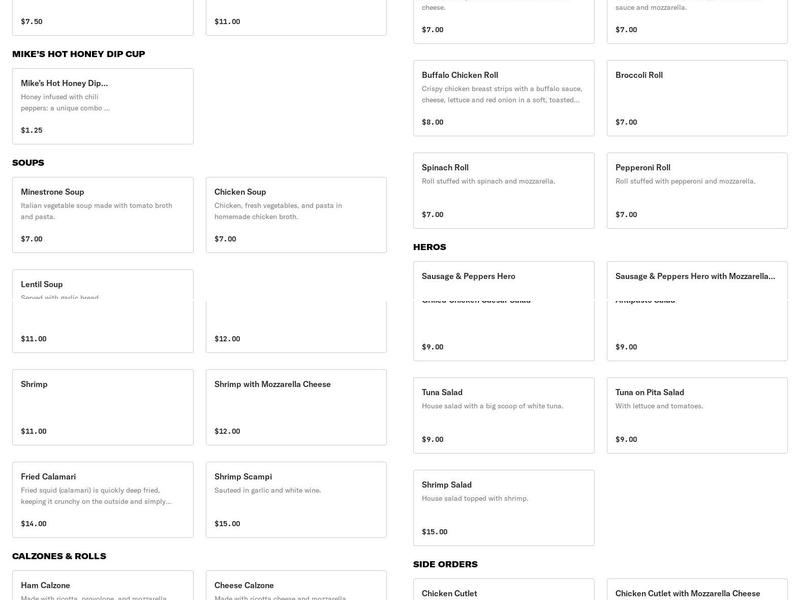 Piccolo Pinos Pizzeria Menu