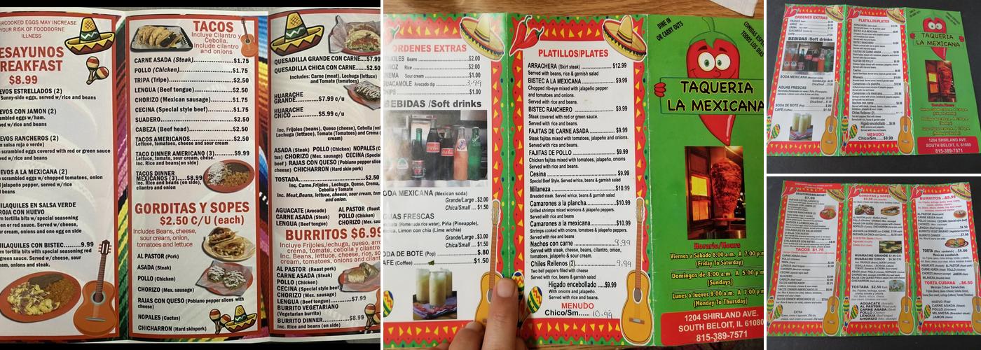 Taqueria La Mexicana #2 Menu