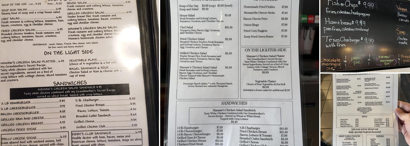 Kirby's Cafe Menu