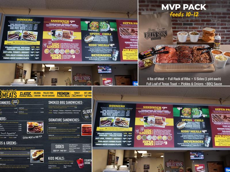 Billy Sims BBQ Menu