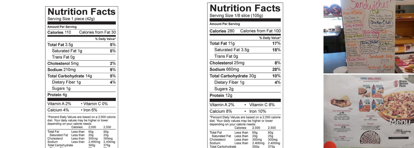 Simple Simon's Pizza Menu