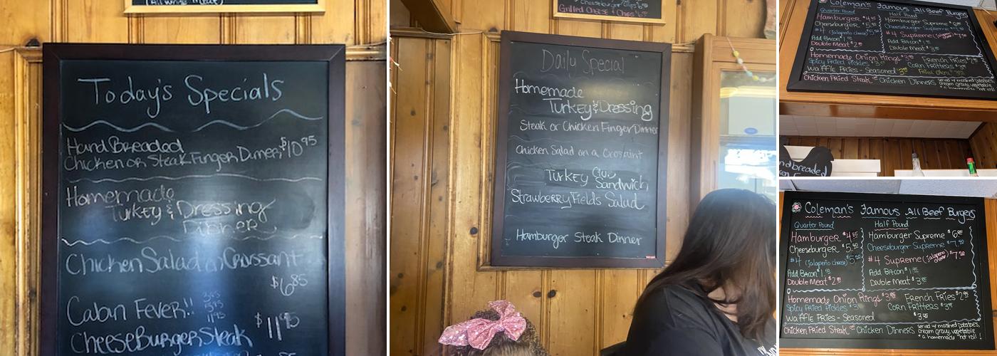 Colemans All Beef Burgers Menu