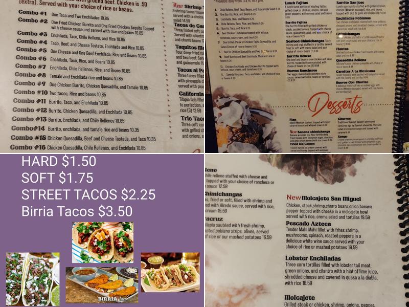 Palacio Maya Mexican Restaurant Menu