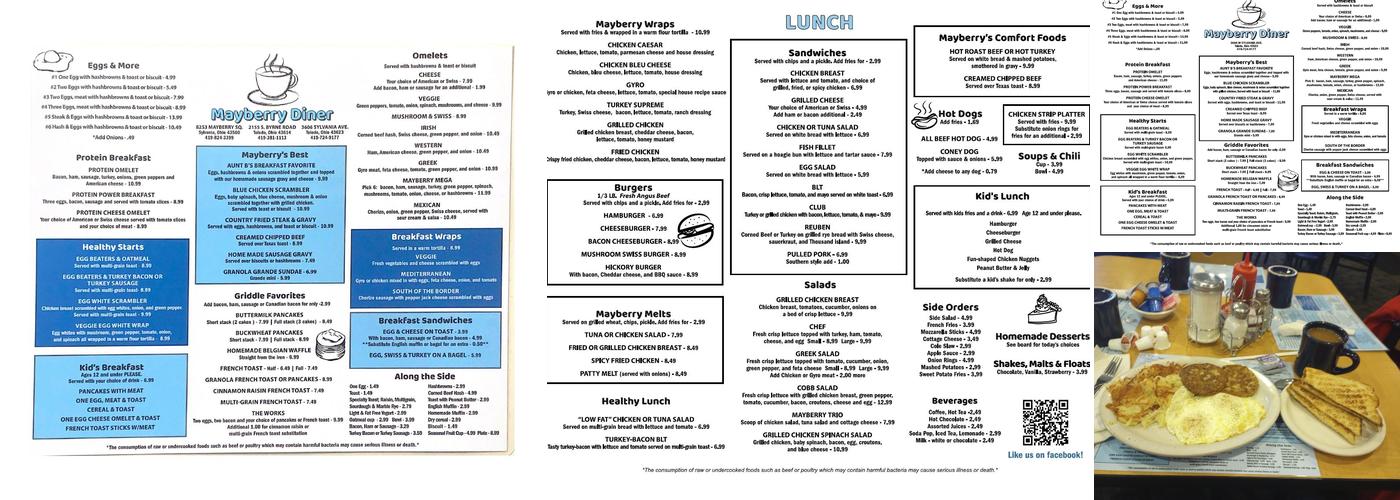 Mayberry Diner Menu