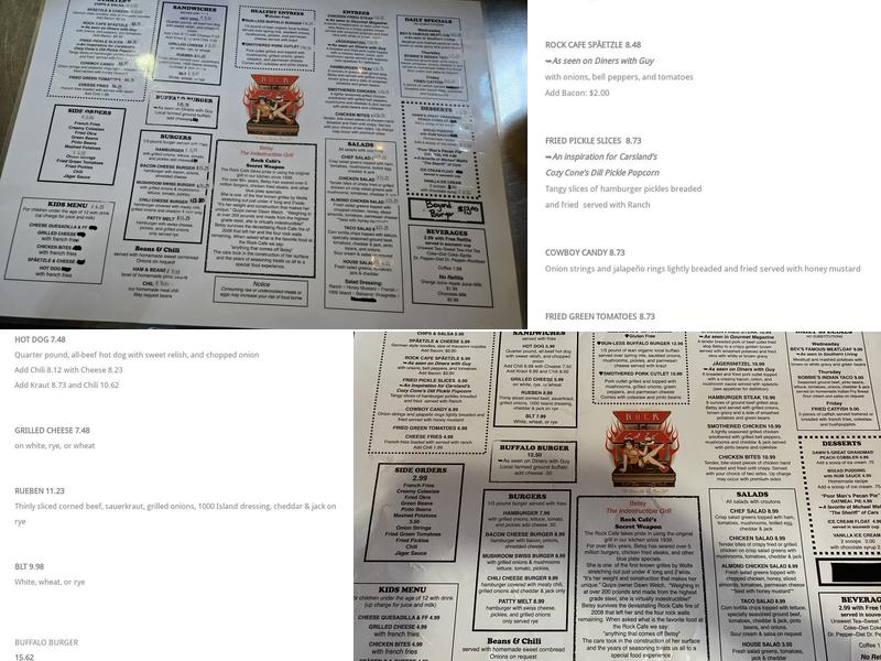 Rock Cafe Menu