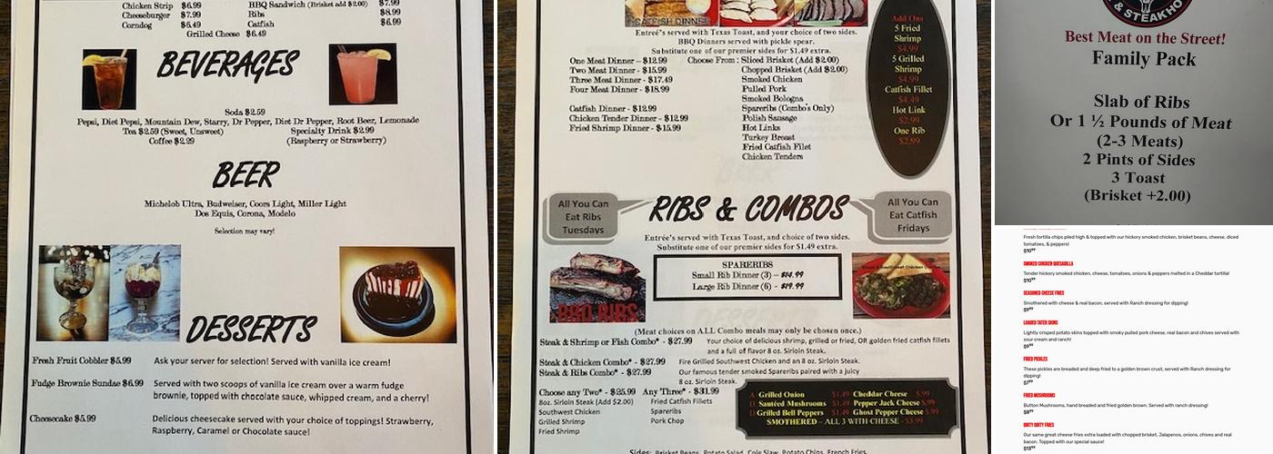 Five Star BBQ & Steakhouse Menu