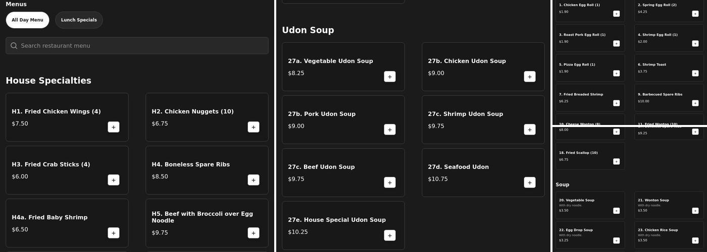 Fu Hing Menu