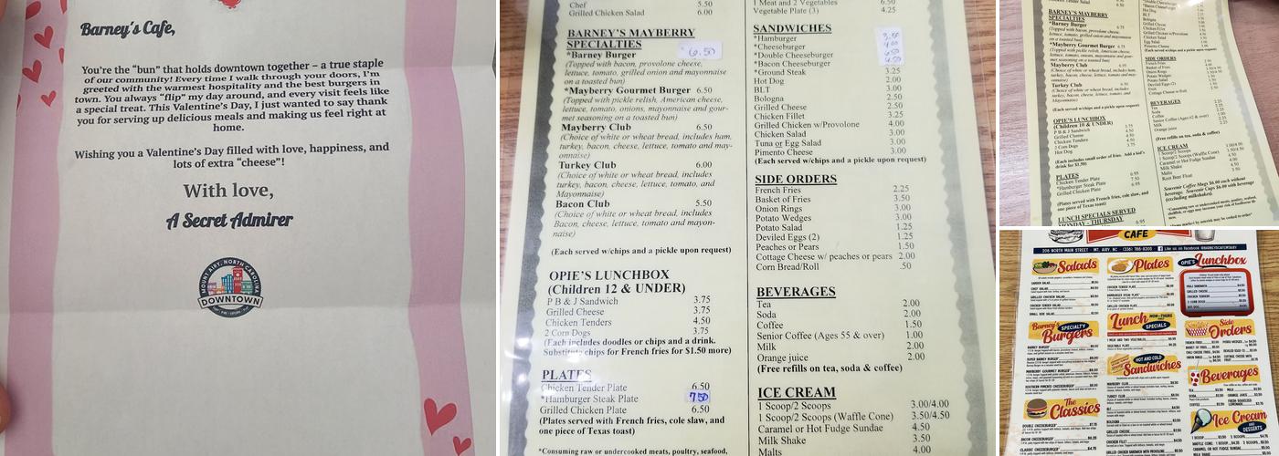 Barney's Cafe Menu