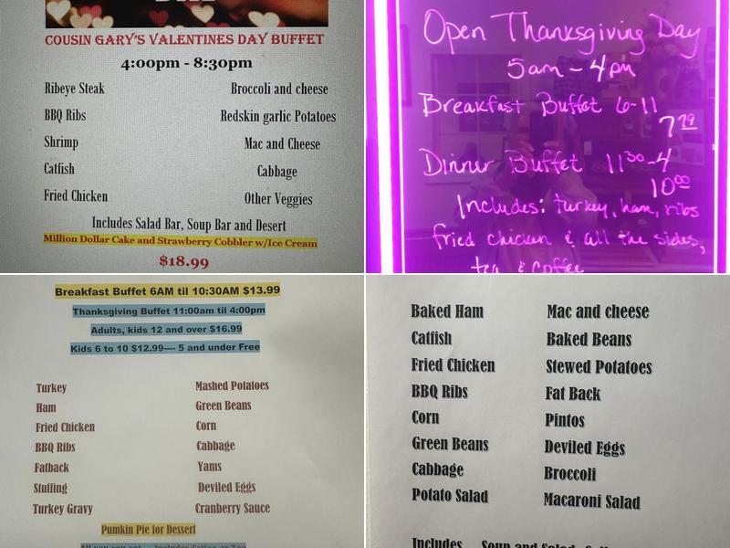 Cousin Gary's Family Restaurant Menu