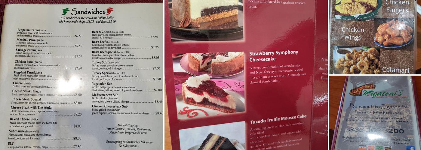 Rigatoni's Pizzeria & Italian Menu