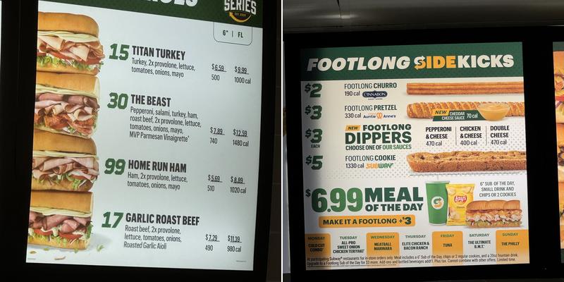 Subway Menu
