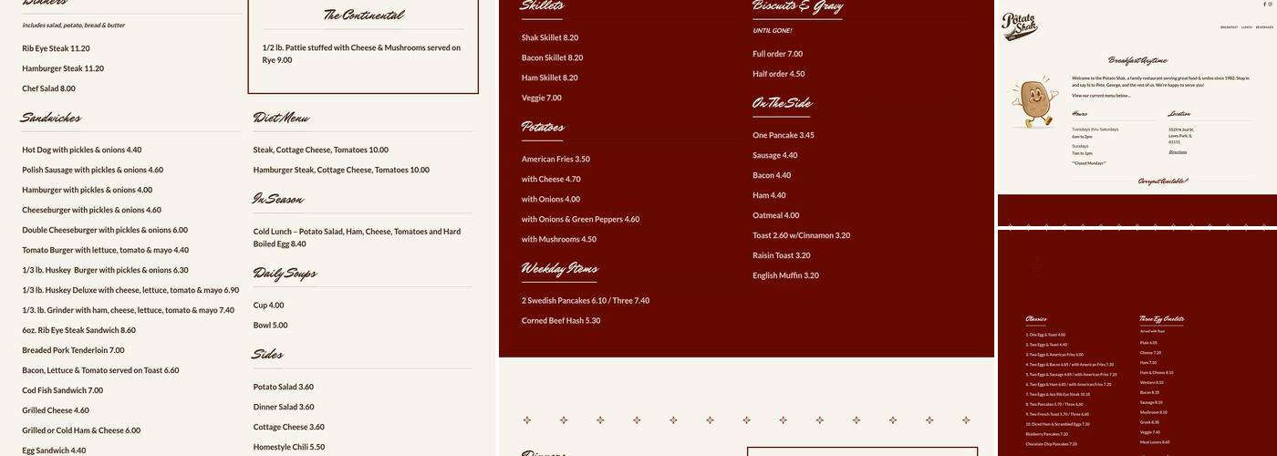 Potato Shak Menu