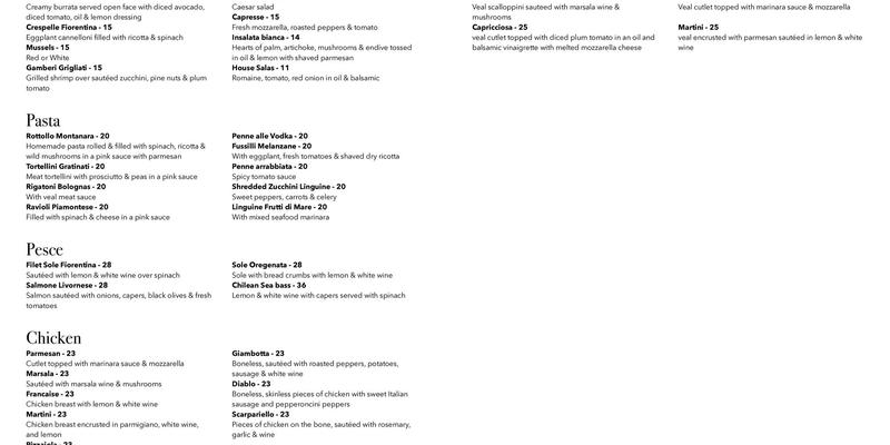 Da Noi Menu