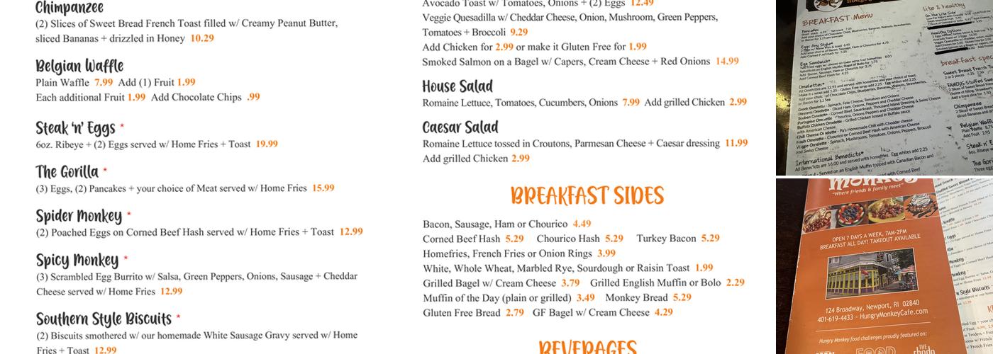 The Hungry Monkey Menu