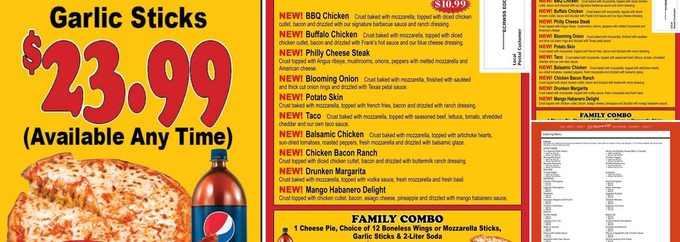 TJ's Pizza Menu