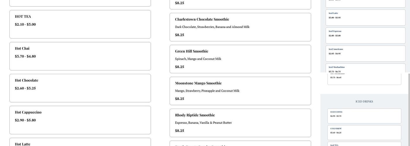 Jitters Cafe Menu