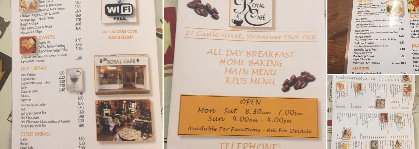 The Royal Cafe Menu