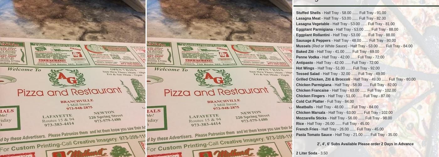 AG Pizza and Restaurant (Branchville) Menu