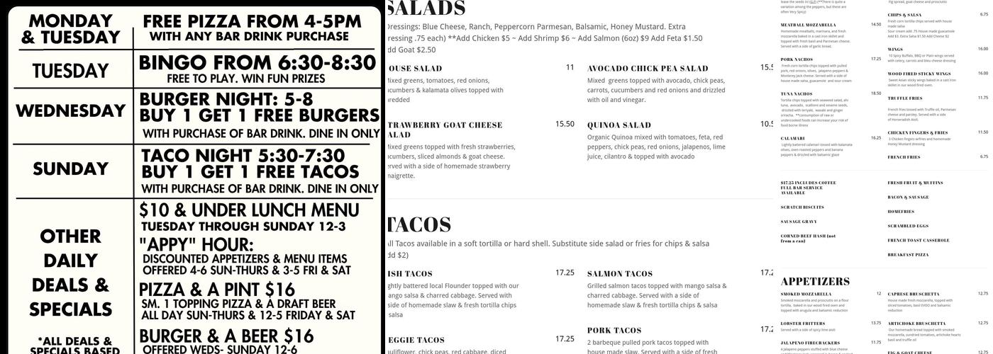 The Bike Stop Cafe Menu