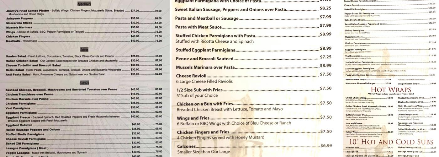 Nonno Lorenzo's Pizza Menu