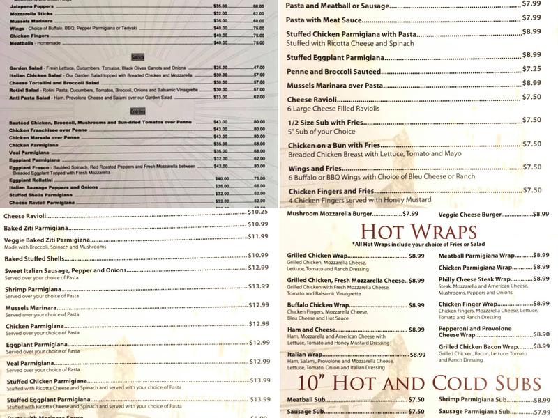 Nonno Lorenzo's Pizza Menu