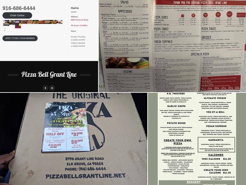 Pizza Bell Menu