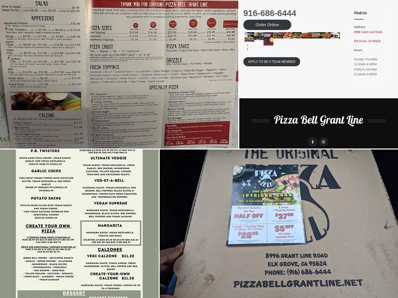 Pizza Bell Menu