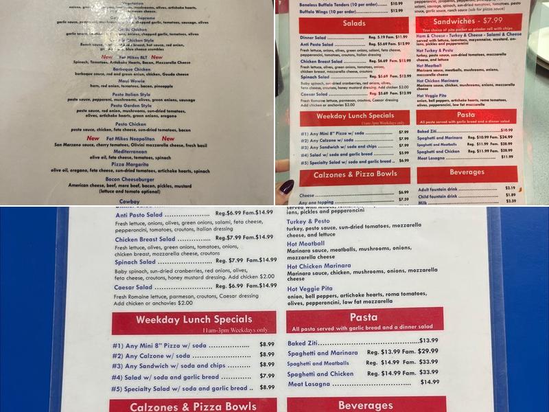 Fat Mikes Pizza Menu