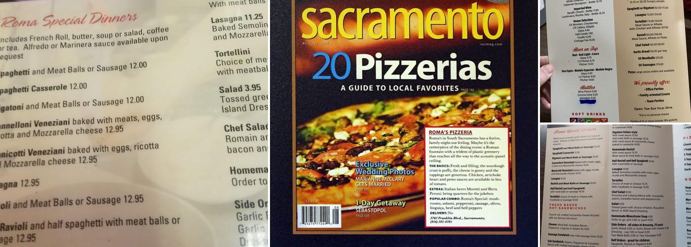 Roma's Pizzeria Menu