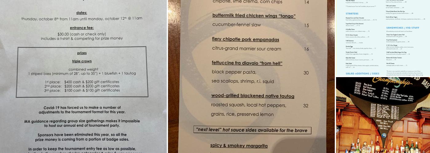 The Back Eddy Menu