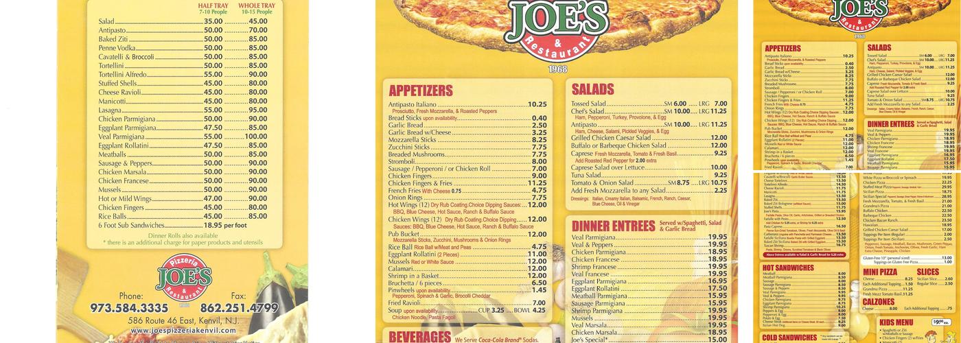 Joe's Pizzeria & Restaurant Menu