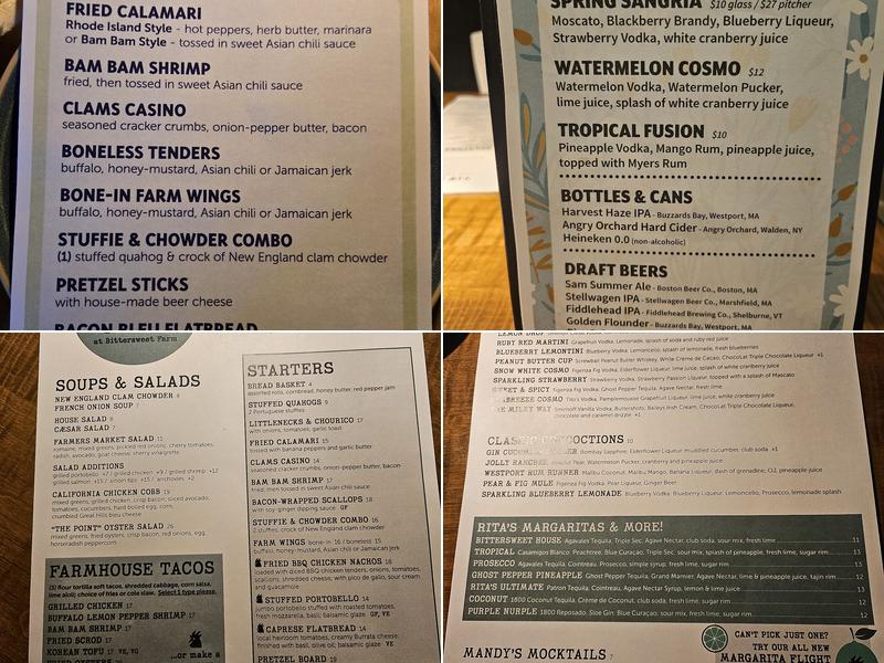 Bittersweet Farm Restaurant and Tavern Menu
