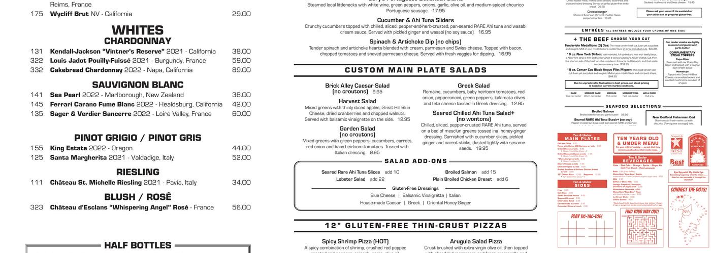 Brick Alley Pub & Restaurant Menu