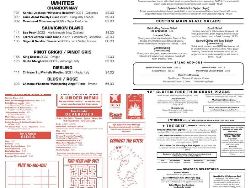 Brick Alley Pub & Restaurant Menu