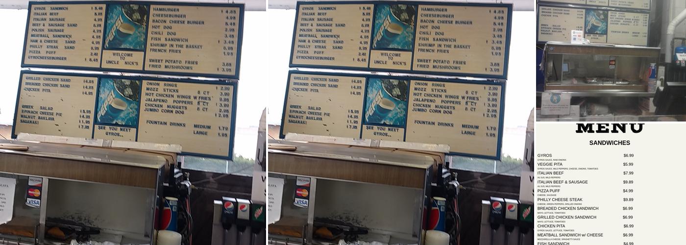 Uncle Nick's Menu