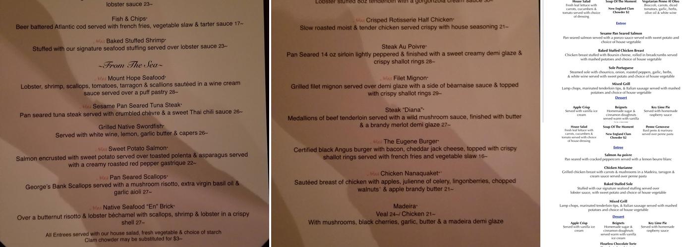 15 Point Road Restaurant Waterfront Dining Menu