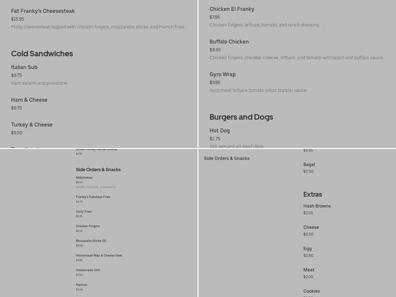 Franky's D&E Menu