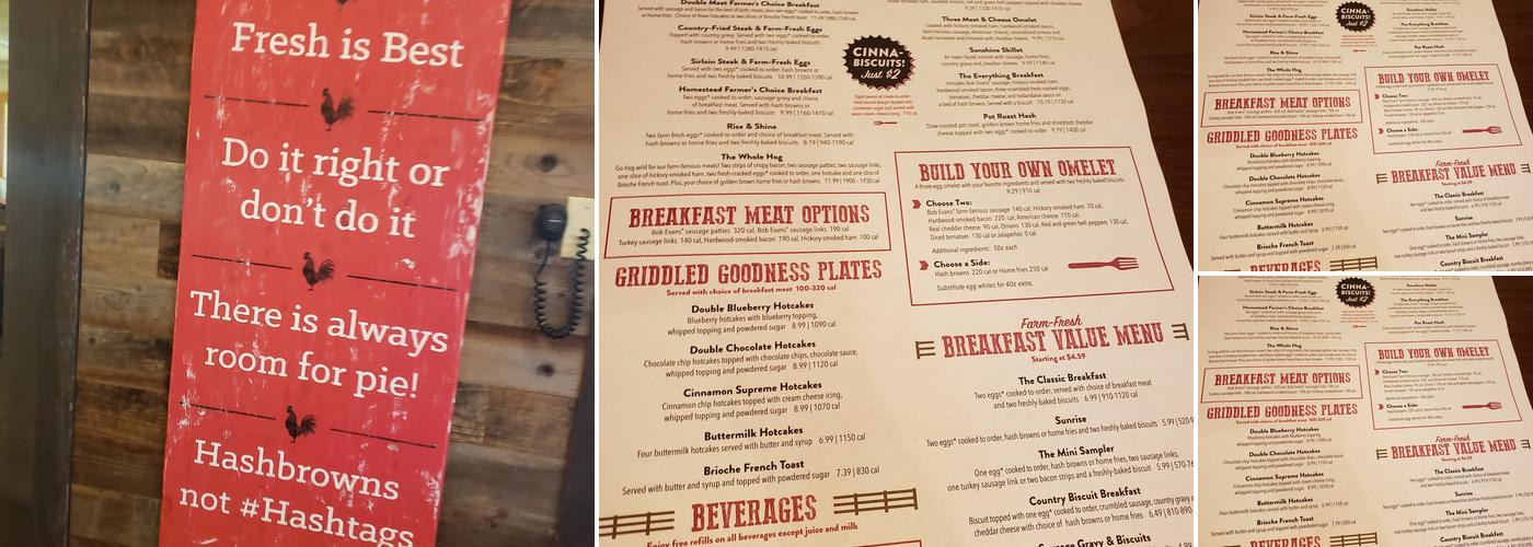 Bob Evans Menu