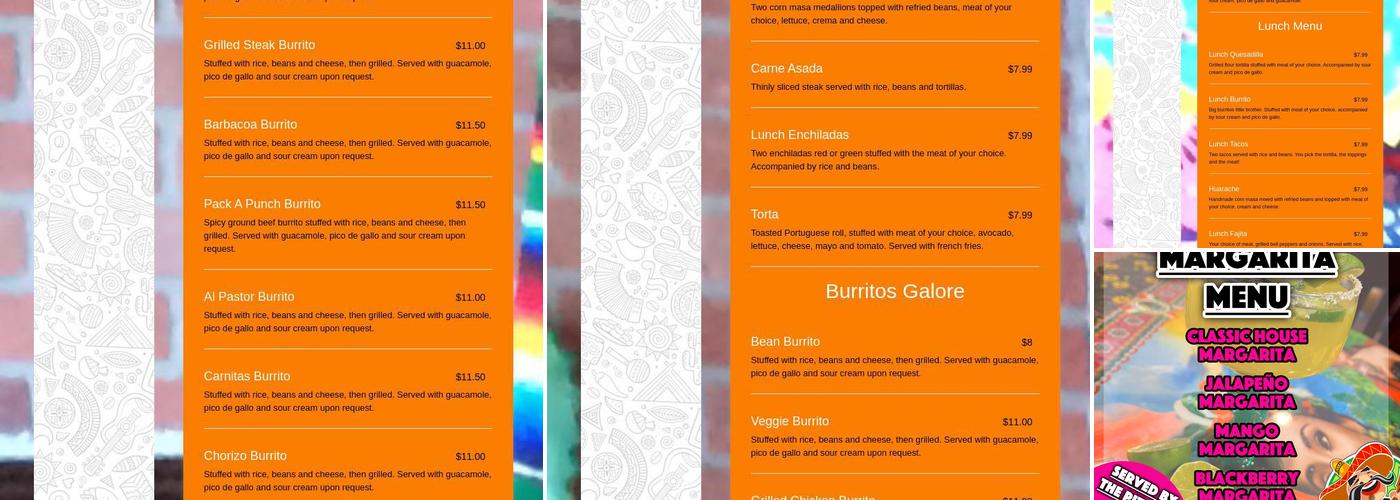 El Mejicano Tex-Mex Grill Menu