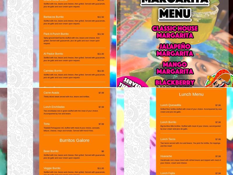 El Mejicano Tex-Mex Grill Menu