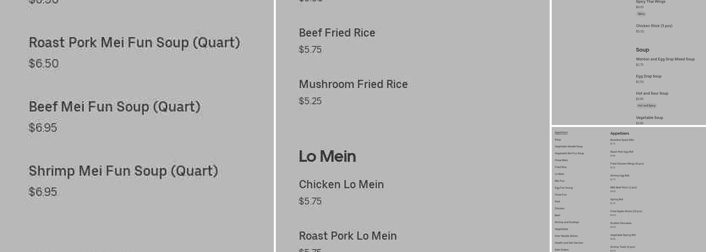 New China Restaurant Menu