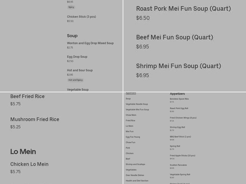 New China Restaurant Menu