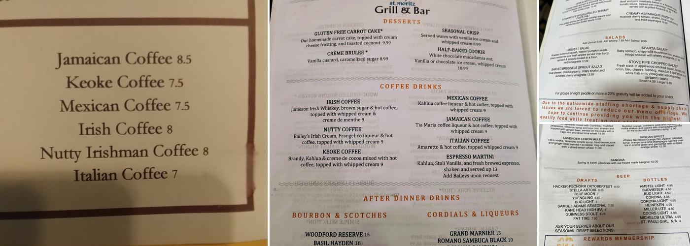 St. Moritz Grill & Bar Menu